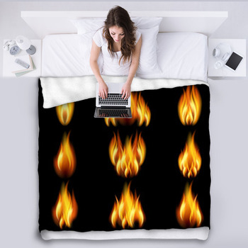 Set Of Flame Fleece Blanket