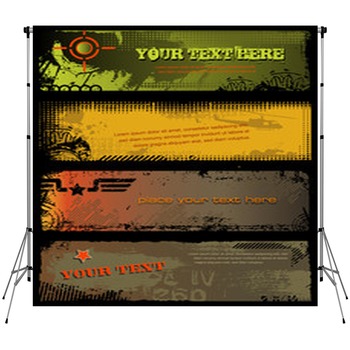 Set Of Four Grungy Military Banners Custom Size Backdrop