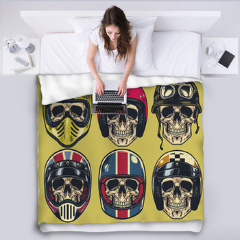 Set Of Hand Drawing Skulls Wearing Fleece Blanket