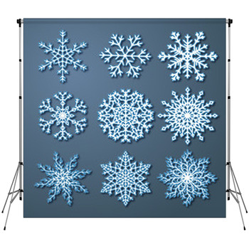 Set Of Paper Snowflakes Custom Size Backdrop