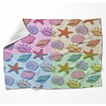 Set Of Sea Hand Drawn Seamless Woven Throw Blanket