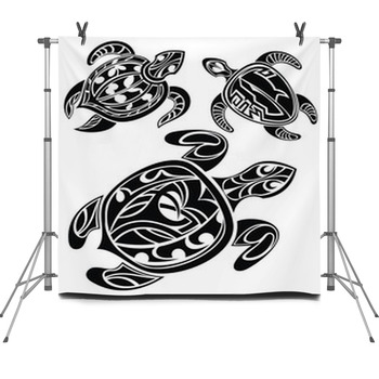 Set Of Tattoo Turtles Fleece Backdrop