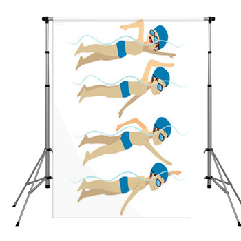 Set With Athlete Man Swimming Free  Pole Pocket Backdrop