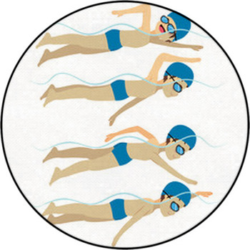 Set With Athlete Man Swimming Free Style Round Rug