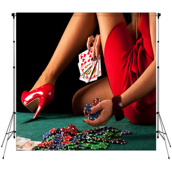 Sexy Gambling Woman Custom Size Backdrop