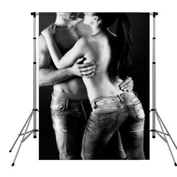 Sexy Young Couple With Blue Jeans Pole Pocket Backdrop