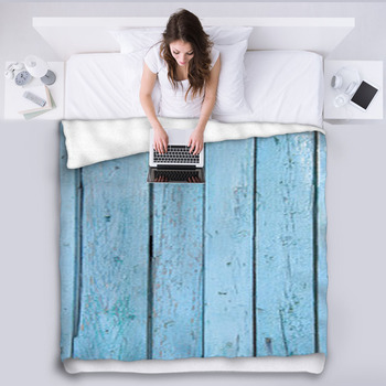 Shabby Blue Wood Background Fleece Blanket