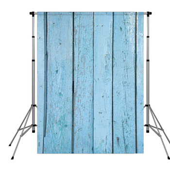 Shabby Blue Wood Background Pole Pocket Backdrop