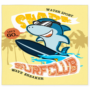 Shark Cartoon On Surfboard Custom Size Floor Mat
