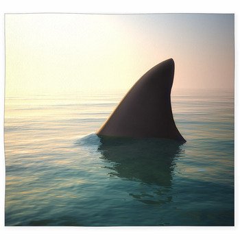 Shark Fin Above Ocean Water Custom Size Floor Mat