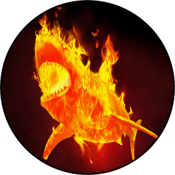 Shark In Flames Round Rug