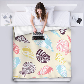 Shells Seamless Pattern Fleece Blanket