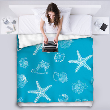 Shells Seamless Pattern Fleece Blanket