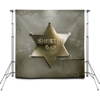 Sheriff Star, Old Style Vector Custom Size Backdrop