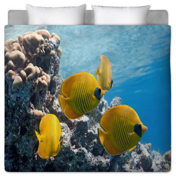 Swordfish Green Ocean Duvet Quilt Cover Queen Marine Fish Bedding Set  Pillowcase