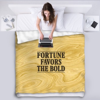 Short Inspirational Quote About Fortune, Fleece Blanket