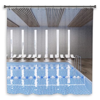 Side View Of Public Pool Custom Size Shower Curtain