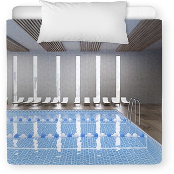 Side View Of Public Pool Toddler Comforter