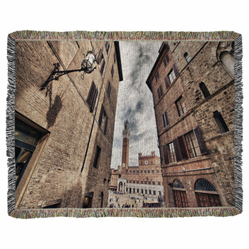 Siena, Italy. Beautiful View Of Woven Throw Blanket