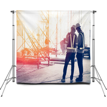 Silhouette Engineer In Safety Custom Size Backdrop