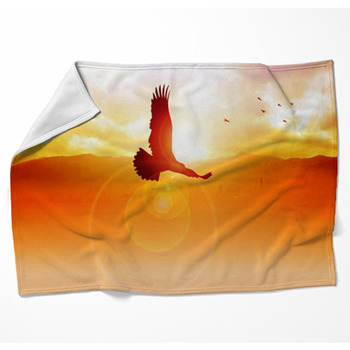 Silhouette Illustration Of An Eagle Woven Throw Blanket