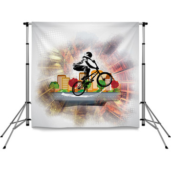 Silhouette Of A Bicycle Rider Pole Pocket Backdrop