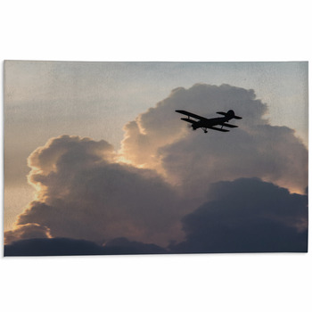 Silhouette Of A Biplane Airplane On A Moody Area Rug