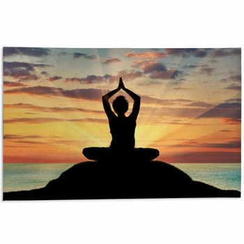 Silhouette Of A Girl Practicing Yoga Area Rug