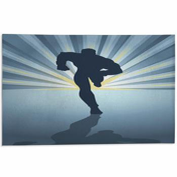 Silhouette Of A Male Figure Running In Front Of  Area Rug