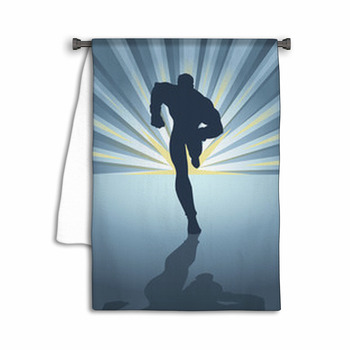 Silhouette Of A Male Figure Running In Front Of Towel