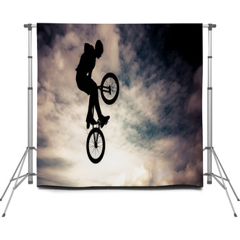 Silhouette Of A Man Doing An Jump Custom Size Backdrop