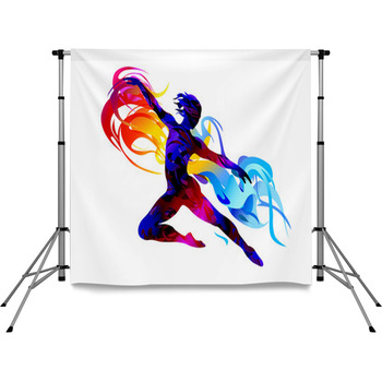 Silhouette Of A Man Jumping Pole Pocket Backdrop