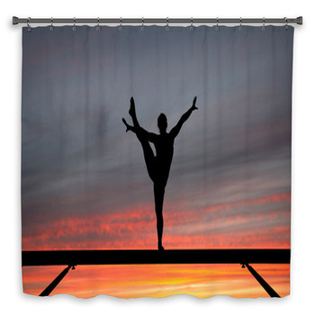Silhouette Of Female Gymnast Custom Size Shower Curtain