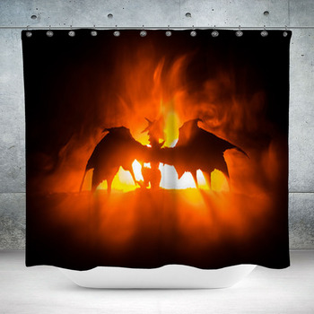 Silhouette Of Fire Breathing Custom Size Shower Curtain