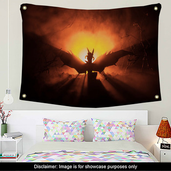 Fire-breathing Dragon In Dragon Cave Tapestry Wall Hanging Blanket Wall Decor 