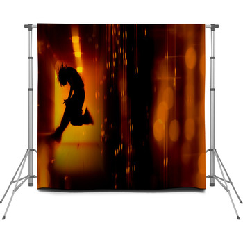 Silhouette Of Teenager Doing A Custom Size Backdrop