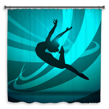 Silhouettes Gymnastics Custom Size Shower Curtain