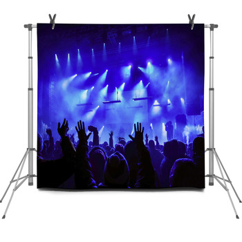Silhouettes Of People And Musicians Fleece Backdrop