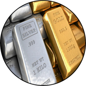 Silver Ingot And  Gold Bullion. Finance Round Rug