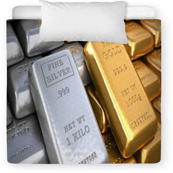 Silver Ingot And  Gold Bullion. Finance Toddler Duvet