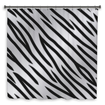 Silver Tiger Print Shower Curtain