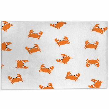 Simple Minimalistic Pattern With Red Crabs Area Rug