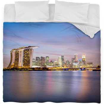 Singapore City Downtown Fleece Bed Blanket