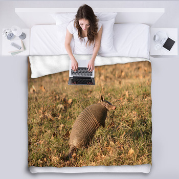 Sitting Armadillo Fleece Blanket