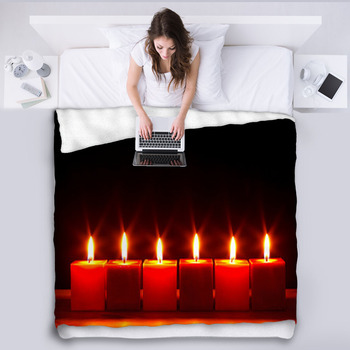 Six Square Candles Burning Bright Fleece Blanket