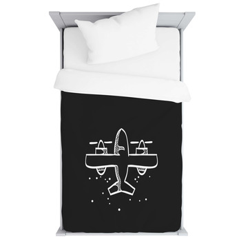 Sketch Icon In Black Vintage Airplane Toddler Duvet