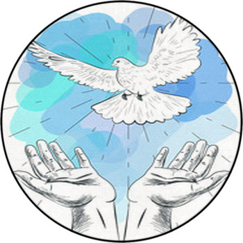 Sketch Of Hands Let Go Dove Of The World Round Rug