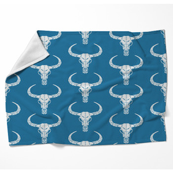 Sketch Seamless Skulls Bull Woven Throw Blanket