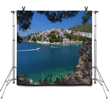 Skiathos Island In Greece. View Of Fleece Backdrop