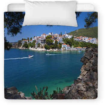 Skiathos Island In Greece. View Of Plakes  Toddler Duvet